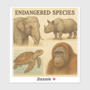 Bedreigde diersoorten  illustratie sticker