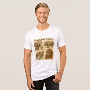Bedreigde diersoorten illustratie Tri-Blend shirt