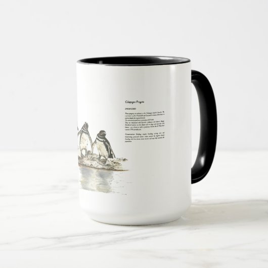 Bedreigde Galapagos Pinguïns Waterkleuren Mok (Voorkant rechts)