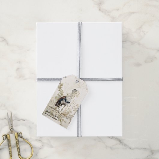 Bedreigde handgeschilderde grote Indische bustard Cadeaulabel (Met Touw)