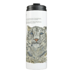 Bedreigde sneeuw Leopard Hand geschilderd Thermosbeker
