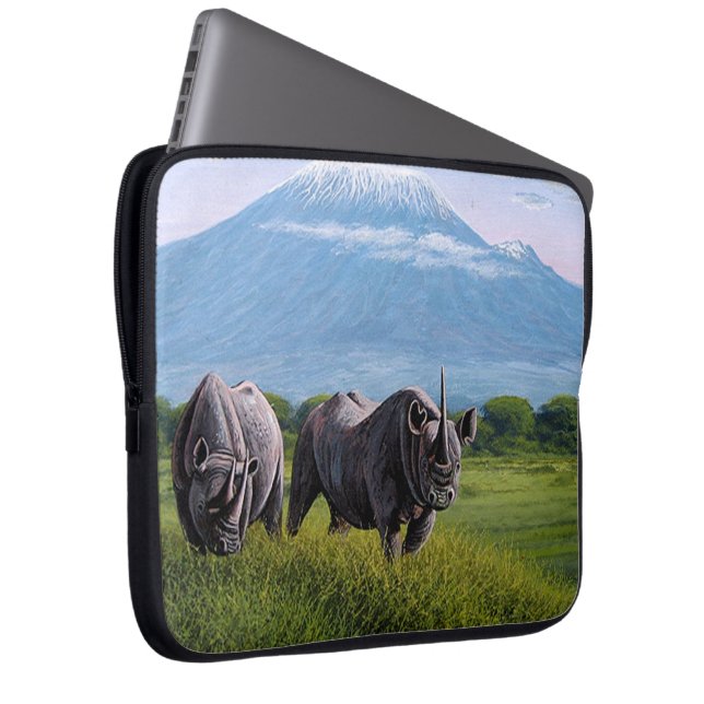 Bedreigde soort Rhinoceros Laptop Sleeve (Voorkant Rechts)