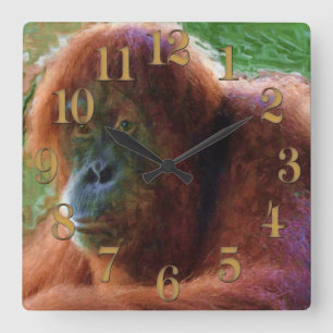 Bedreigde Vrouw Orangutan Primate Wildlife Art Vierkante Klok
