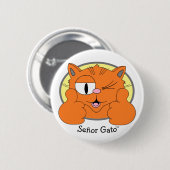 Bedrekt de Mustache Cat Winking Cartoon Cat Ronde Button 5,7 Cm (Voorkant /achterkant)