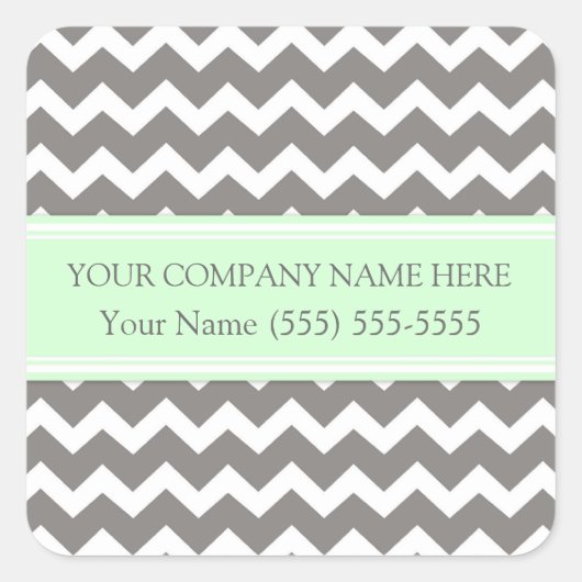 Bedrijf Aangepaste Bedrijfsnaam Mint Grey Chevron Vierkante Sticker (Voorkant)