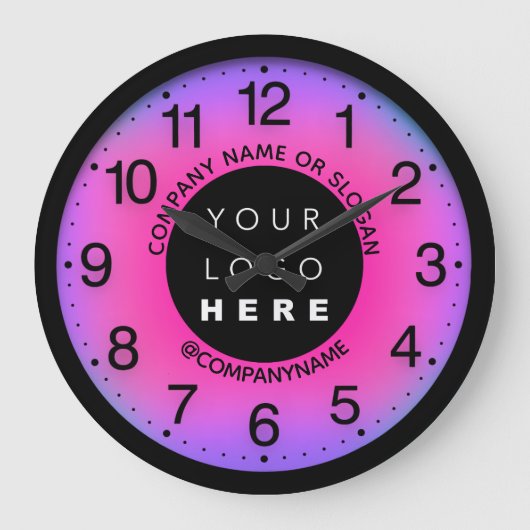 Bedrijf Aangepaste Logo roze Paarse naam Slogan Grote Klok (Voorkant)