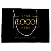 Bedrijf Aangepaste Logo | Zwarte promotie Groot Cadeauzakje (Achterkant)