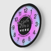 Bedrijf Aangepaste roze blauwe naam Logo Slogan Grote Klok (Hoek)