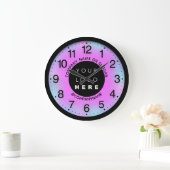 Bedrijf Aangepaste roze blauwe naam Logo Slogan Grote Klok (Huis)