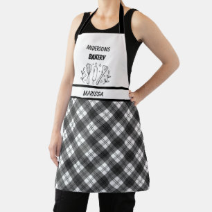 Bedrijf Bakkerij Naam Zwart & Wit plaid Schort