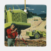 bedrijf, bouwplaats met enquête keramisch ornament (Achterkant)