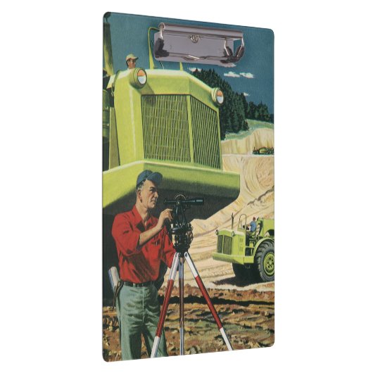 bedrijf, bouwplaats met enquête klembord (Rechts)