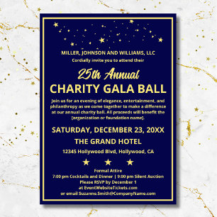 Bedrijf Charity Gala Ball Elegant Blauw Goud Custo Kaart