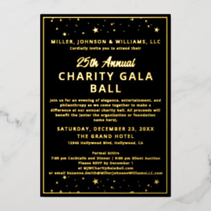 Bedrijf Charity Gala Ball Elegant Zwart Alles Folie Uitnodiging