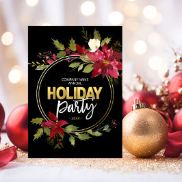 Bedrijf CORPORATE Rood Zwart Goud Poinsettia PARTY Feestdagenkaart