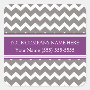 Bedrijf Custom Bedrijfsnaam Plum Grey Chevron Vierkante Sticker