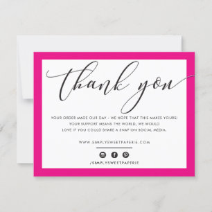 BEDRIJF DANK U elegant zwart-wit roze LOGO Bedankkaart