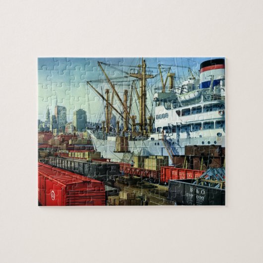 bedrijf, dockvrachttransport legpuzzel (Horizontaal)