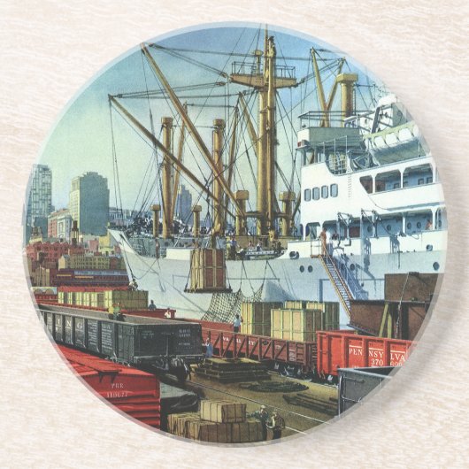  bedrijf, dockvrachttransport zandsteen onderzetter (Voorkant)