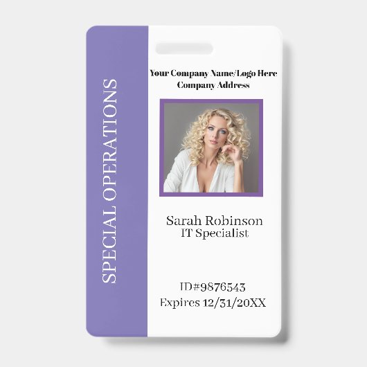 Bedrijf Foto ID badge met Barcode (Voorkant)