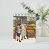  bedrijf, fruitstandaard met kruidenierswaren briefkaart (Staand voorkant)