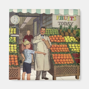  bedrijf, fruitstandaard met kruidenierswaren magneet