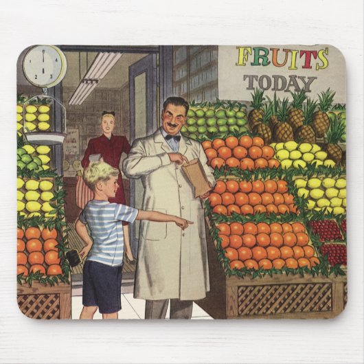  bedrijf, fruitstandaard met kruidenierswaren muismat (Voorkant)