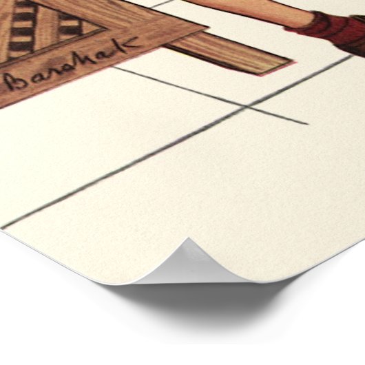 bedrijf, fruitstandaard met kruidenierswaren poster (Hoek)