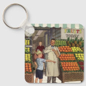  bedrijf, fruitstandaard met kruidenierswaren sleutelhanger (Voorkant)