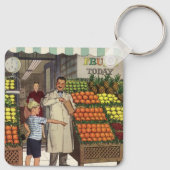  bedrijf, fruitstandaard met kruidenierswaren sleutelhanger (Achterkant)