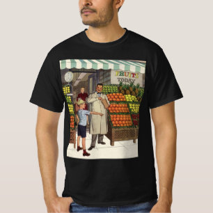 bedrijf, fruitstandaard met kruidenierswaren t-shirt