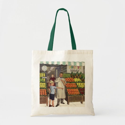 bedrijf, fruitstandaard met kruidenierswaren tote bag (Voorkant)