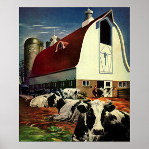  bedrijf, Holstein Milk Cows op Dairy Boerderij Poster