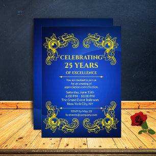 Bedrijf Jubileum Elegant Business Navy Kaart