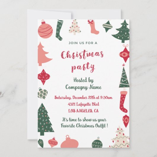 Bedrijf Kerstfeest Kerstpatroon Kaart (Voorkant)