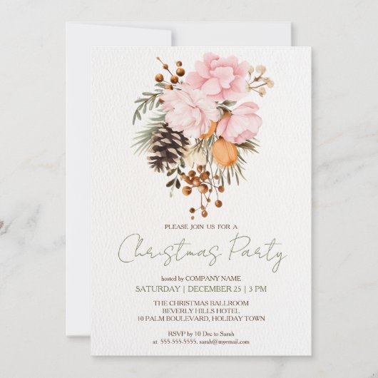 Bedrijf Kerstfeest rustieke botanische Kaart (Voorkant)