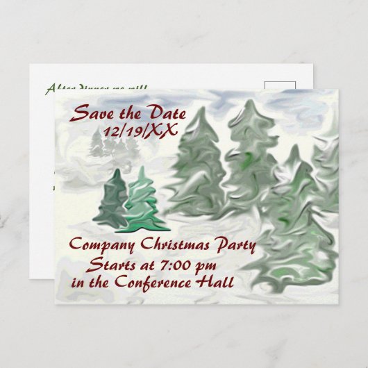 Bedrijf Kerstfeest Save the Date Artistic Briefkaart (Voorkant / Achterkant)
