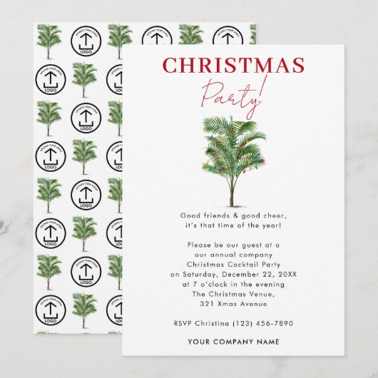 Bedrijf Kerstfeest Tropische Palmboom Kaart (Voorkant / Achterkant)