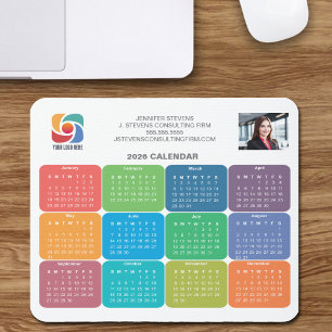 Bedrijf Logo 2026 Zakelijke Kleurrijke Kalender Muismat