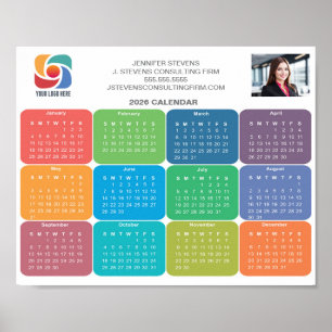Bedrijf Logo 2026 Zakelijke Kleurrijke Kalender Poster