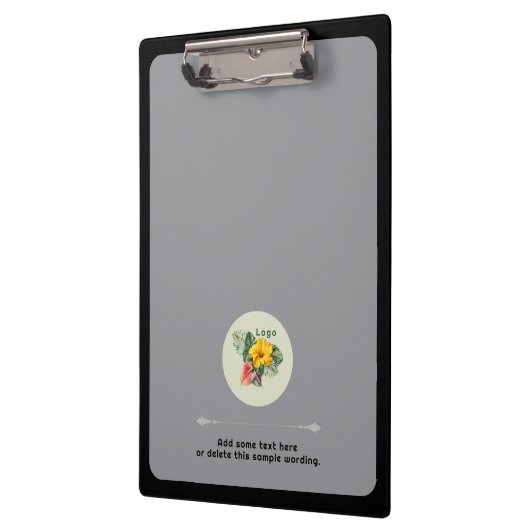 Bedrijf Logo Aangepaste tekst Grijs Klembord (Links)