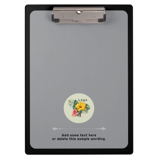 Bedrijf Logo Aangepaste tekst Grijs Klembord (Voorkant)