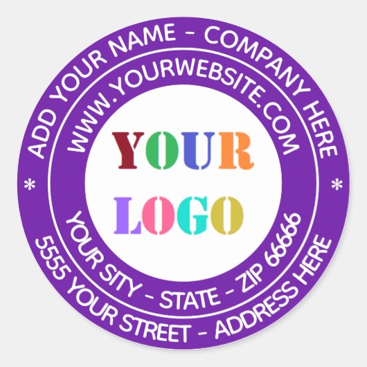 Bedrijf Logo aangepaste tekst ronde Sticker Sjablo (Voorkant)