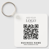 Bedrijf Logo Bedrijfsnaam Branding QR Code & Tekst Sleutelhanger (Voorkant)
