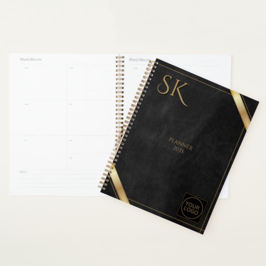 Bedrijf Logo Black and Gold Luxury Planner (Display)