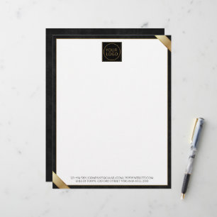 Bedrijf Logo Black Leather Premium Letterhead Briefhoofd