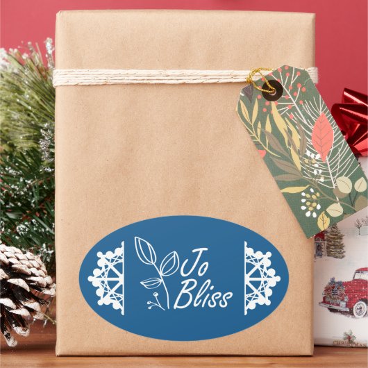 Bedrijf Logo, Blue Holiday Gift Label Sticker (Feestdagen)