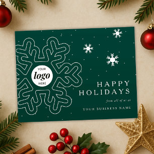 Bedrijf Logo Christmas Snowflakes Green Corporate Feestdagenkaart