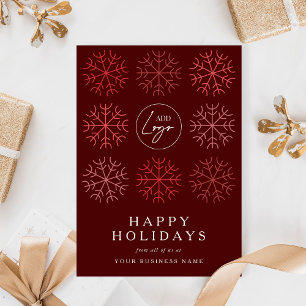Bedrijf Logo Christmas Snowflakes Red Corporate Feestdagenkaart