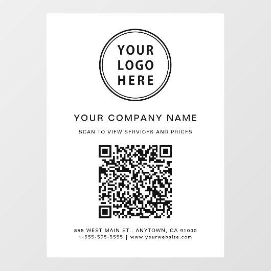 Bedrijf Logo Creëer Uw QR-code wit Raamsticker (Vel)